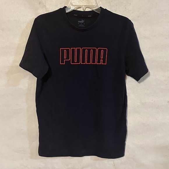 Puma Blue Red Workout Athletic Short Sleeve T Shirt Tee - Picture 2 of 6